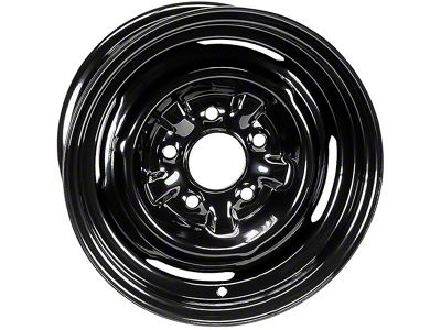 Dog Dish Style Steel Gloss Black Wheel; 14x6; 25mm Offset (70-81 Camaro)