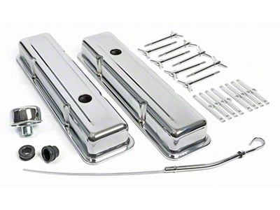 Engine Dress Up Kit with Short Valve Covers; Chrome (67-81 Small Block V8 Camaro)