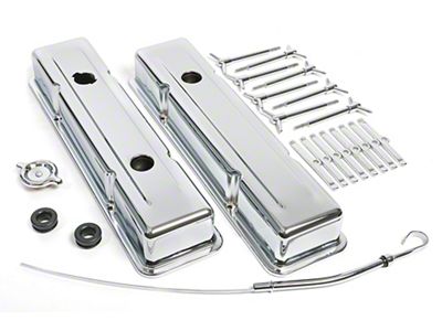 Engine Dress Up Kit with Short Valve Covers; Chrome (78-86 5.0L, 5.7L Camaro)