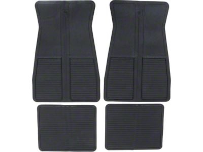 Factory Style Rubber Front and Rear Floor Mats with GM Logo; Black (73-81 Camaro)