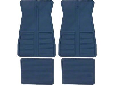 Factory Style Rubber Front and Rear Floor Mats with GM Logo; Dark Blue (73-81 Camaro)