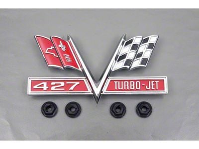 Camaro Fender Emblem, 427 Turbo-Jet, V-Flag, 1967-1969