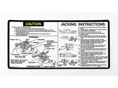 Camaro Jacking Instructions Decal, 1980