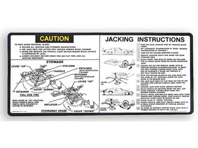 Camaro Jacking Instructions Decal, 1980