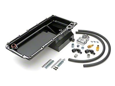 LS Swap Oil Pan and Horizontal Single Filter Relocation Kit; Black (67-74 Camaro w/ LS Swap)