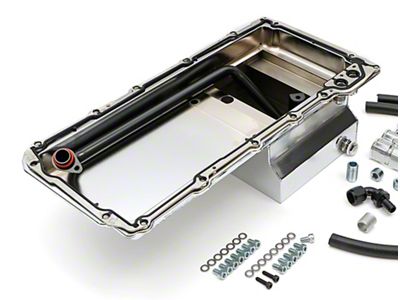 LS Swap Oil Pan and Horizontal Single Filter Relocation Kit; Chrome (67-74 Camaro w/ LS Swap)