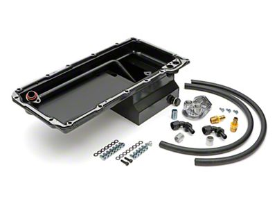 LS Swap Oil Pan and Vertical Single Filter Relocation Kit; Black (67-74 Camaro w/ LS Swap)