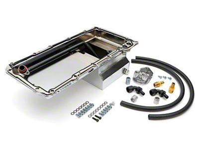 LS Swap Oil Pan and Vertical Single Filter Relocation Kit; Chrome (67-74 Camaro w/ LS Swap)