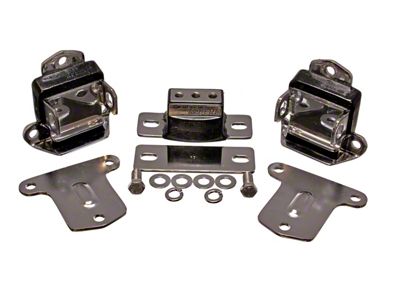 Motor and Transmission Mount; Chrome; Black (67-72 Camaro)