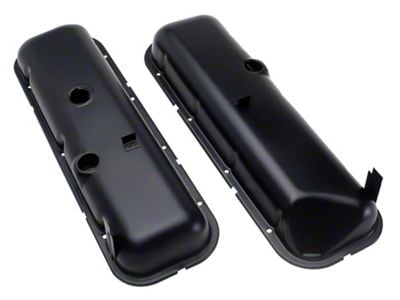 OE Style Short Recess Corner Valve Covers; Asphalt Black (67-72 Big Block V8 Camaro w/ Power Brakes)