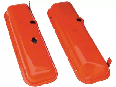 OE Style Short Recess Corner Valve Covers; Orange (67-72 Big Block V8 Camaro)