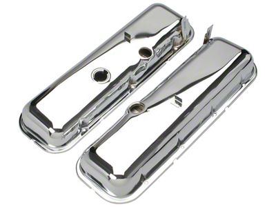 OEM Reproduction Short Valve Covers; Chrome (67-72 Big Block V8 Camaro)