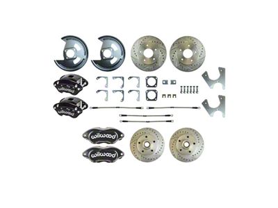 The Right Stuff Detailing Performance Series 4-Wheel Disc Brake Conversion Kit; Black Calipers (70-77 Camaro)