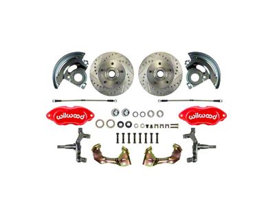 The Right Stuff Detailing Performance Series At The Wheel 2-Inch Drop Front Disc Brake Conversion Kit; Red Calipers (67-69 Camaro)