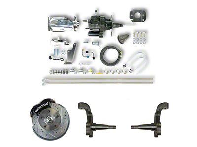 The Right Stuff Detailing Performance Series Hydro Boost Front Disc Brake Conversion Kit with Chrome Brake Booster/Master Cylinder; Black Calipers (67-69 Camaro)