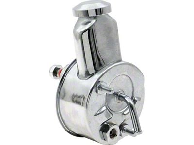 Power Steering Pump with Banjo Style Reservoir; Chrome (67-68 V8 Camaro)