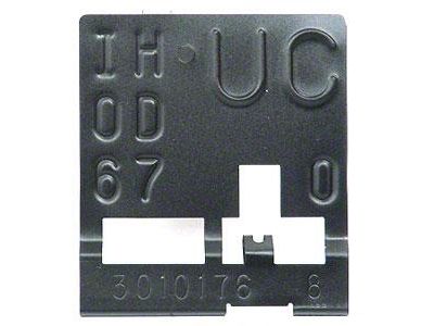 Camaro Radiator Tag, UC Coded, Manual Transmission, Harrison, 1967-1968