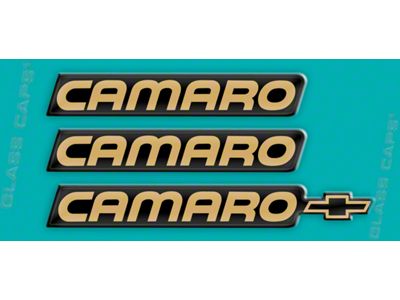 Rocker/Rear Bumper Domed Decal Emblem Kit; Gold (1988 Camaro)