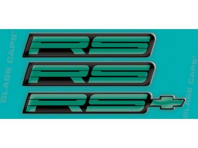 RS Rocker/Rear Bumper Domed Decal Emblem Kit; Teal (91-92 Camaro)