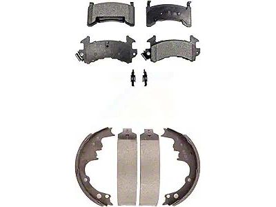 Semi-Metallic Brake Pads with Drum Shoes; Front and Rear (82-92 Camaro w/o Performance Package)