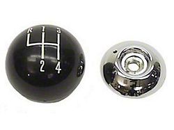 Camaro Shifter Knob, Manual Transmission, Black Ball/ChromeBase, 5/16 Thread, 4-Speed Shift Pattern, For Cars With Muncie Shifter, 1967-1968