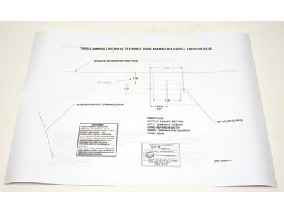 Camaro Side Marker Light Template Set, 1968