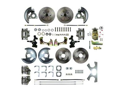 The Right Stuff Detailing Street Series 2-Inch Drop 4-Wheel Manual Disc Brake Conversion Kit with Original Brake Booster/Master Cylinder; Natural Calipers (1967 Camaro w/ Non-Staggered Shocks)