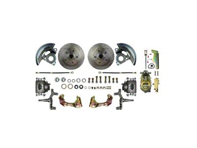 The Right Stuff Detailing Street Series 2-Inch Drop Front Manual Disc Brake Conversion Kit with Original Brake Booster/Master Cylinder; Natural Calipers (67-69 Camaro)