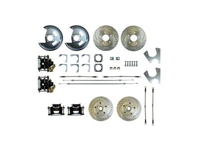 The Right Stuff Detailing Street Series 4-Wheel Disc Brake Conversion Kit with E-Brake Cable; Black Calipers (70-77 Camaro)