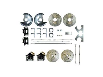 The Right Stuff Detailing Street Series 4-Wheel Disc Brake Conversion Kit with E-Brake Cable; Black Calipers (70-74 Camaro)