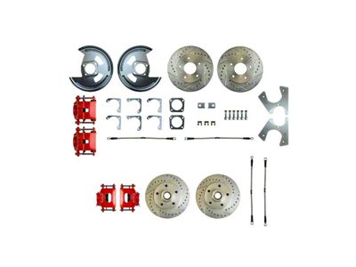 The Right Stuff Detailing Street Series 4-Wheel Disc Brake Conversion Kit without E-Brake Cable; Red Calipers (70-77 Camaro)