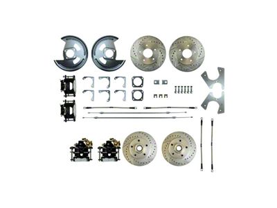 The Right Stuff Detailing Street Series 4-Wheel Disc Brake Conversion Kit; Black Calipers (75-77 Camaro)