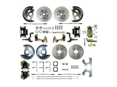 The Right Stuff Detailing Street Series 4-Wheel Manual Disc Brake Conversion Kit with Original Brake Booster/Master Cylinder; Black Calipers (1967 Camaro w/ Non-Staggered Shocks)