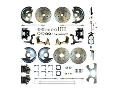 The Right Stuff Detailing Street Series 4-Wheel Manual Disc Brake Conversion Kit with Chrome Brake Booster/Master Cylinder; Black Calipers (1967 Camaro w/ Non-Staggered Shocks)