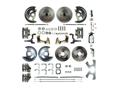 The Right Stuff Detailing Street Series 4-Wheel Manual Disc Brake Conversion Kit with Chrome Brake Booster/Master Cylinder; Natural Calipers (1967 Camaro w/ Non-Staggered Shocks)