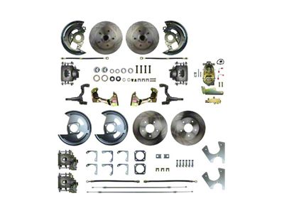 The Right Stuff Detailing Street Series 4-Wheel Manual Disc Brake Conversion Kit with Original Brake Booster/Master Cylinder; Natural Calipers (68-69 Camaro w/ Staggered Shocks)