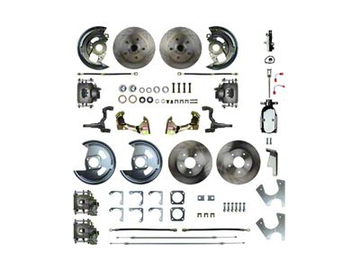 The Right Stuff Detailing Street Series 4-Wheel Manual Disc Brake Conversion Kit with Chrome Brake Booster/Master Cylinder; Natural Calipers (68-69 Camaro w/ Staggered Shocks)