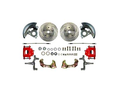 The Right Stuff Detailing Street Series At The Wheel 2-Inch Drop Front Disc Brake Conversion Kit; Red Calipers (67-69 Camaro)