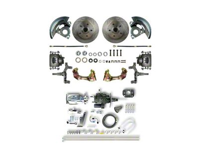 The Right Stuff Detailing Street Series Hydro Boost 2-Inch Drop Front Disc Brake Conversion Kit with Original Brake Booster/Master Cylinder; Natural Calipers (67-69 Camaro)