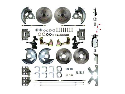 The Right Stuff Detailing Street Series Show N Go 4-Wheel Manual Disc Brake Conversion Kit with Chrome Brake Booster/Master Cylinder; Natural Calipers (68-69 Camaro w/ Staggered Shocks)