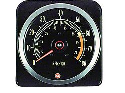 Camaro Tachometer, 6000 RPM Redline, 1969Late