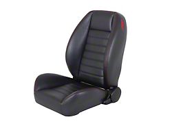 TMI Cruiser Collection Low Back Bucket Seats; Black Madrid Vinyl with Black Stitching (Universal; Some Adaptation May Be Required)