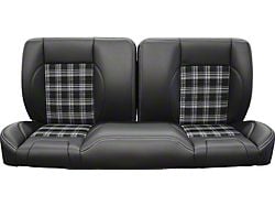 TMI Pro-Series Universal Sport Bench Seat; 60-Inch; Charcoal Black Verona Vinyl with Gray and Black Plaid Cloth and White Stitching (Universal; Some Adaptation May Be Required)