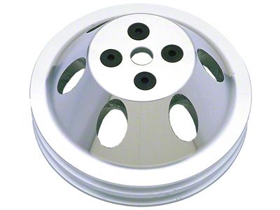 Water Pump Pulley; 2-Groove; Polished Aluminum (67-68 Small Block V8 Camaro w/ Short Water Pump)