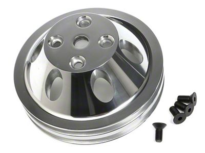 Water Pump Pulley; 2-Groove; Polished Aluminum (69-85 Small Block V8 Camaro w/ Long Water Pump)