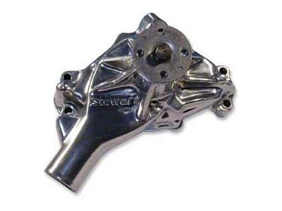 Camaro Water Pump, Small Block, Long Style, Polished,Aluminum, Hi-Flow, Stewart, 1987-1992