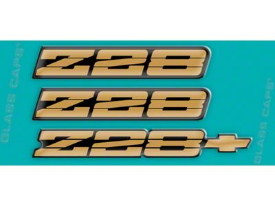 Z28 Rocker/Rear Bumper Domed Decal Emblem Kit; Gold (91-92 Camaro)