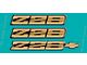 Z28 Rocker/Rear Bumper Domed Decal Emblem Kit; Gold (91-92 Camaro)