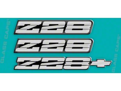 Z28 Rocker/Rear Bumper Domed Decal Emblem Kit; Silver (91-92 Camaro)