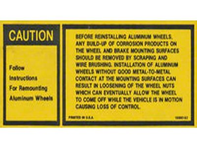 Chevelle and Malibu Aluminum Wheel Instruction, Decal, 1980-81